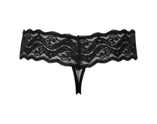 Cottelli - Gyöngyös csipke tanga (fekete)
