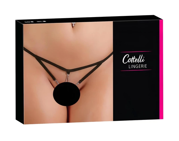 Cottelli - Strasszos női, nyitott tanga (fekete)