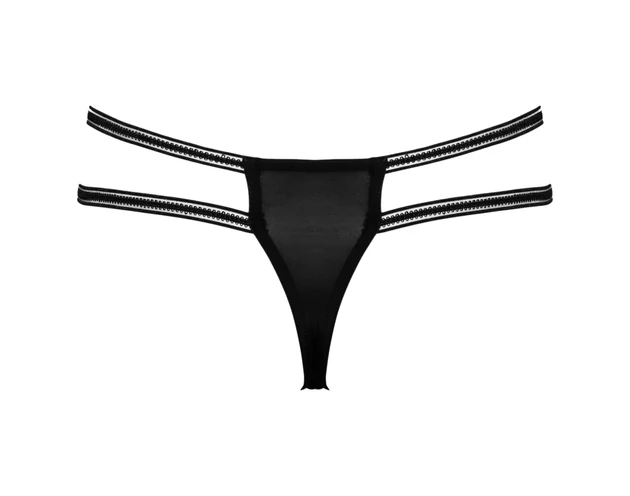 Cottelli - luxus, nyitott, gyűrűs tanga (fekete)