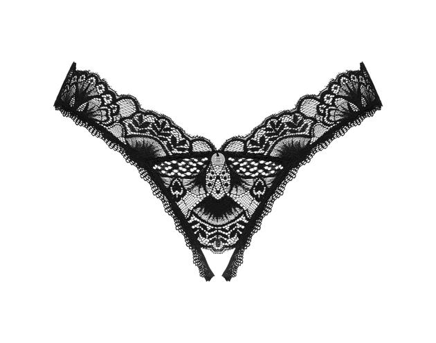 Obsessive Donna Dream - csipkés nyitott tanga (fekete)