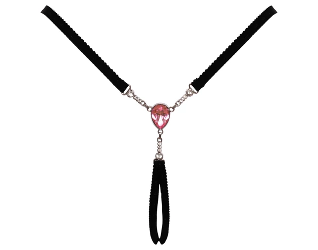 Cottelli - nyitott string tanga csillogó kővel - fekete (S-L)