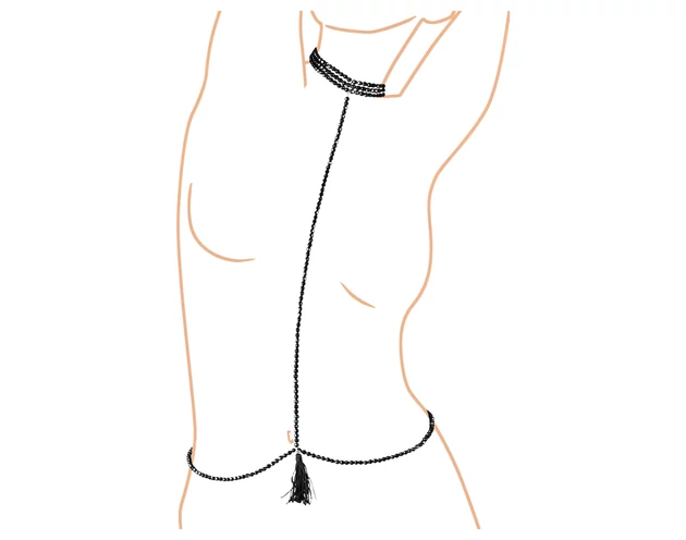 Cottelli - Gyöngyös dísz testhám nyakpánttal (fekete)