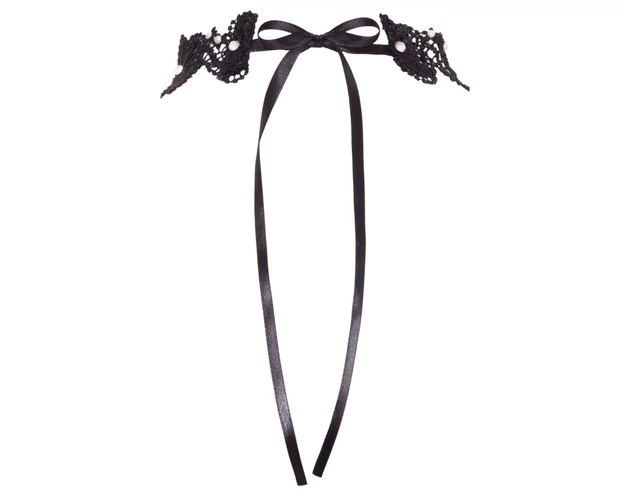 Cottelli - csipkés, gyöngyös nyakpánt (fekete)