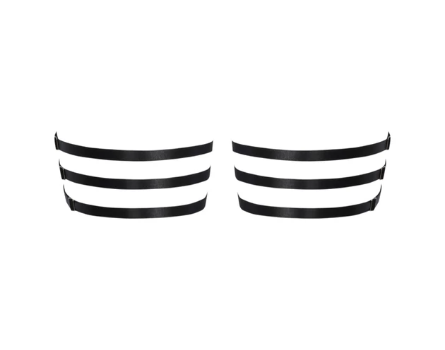 Cottelli - bőr hatású harisnyakötő combszíj (fekete)