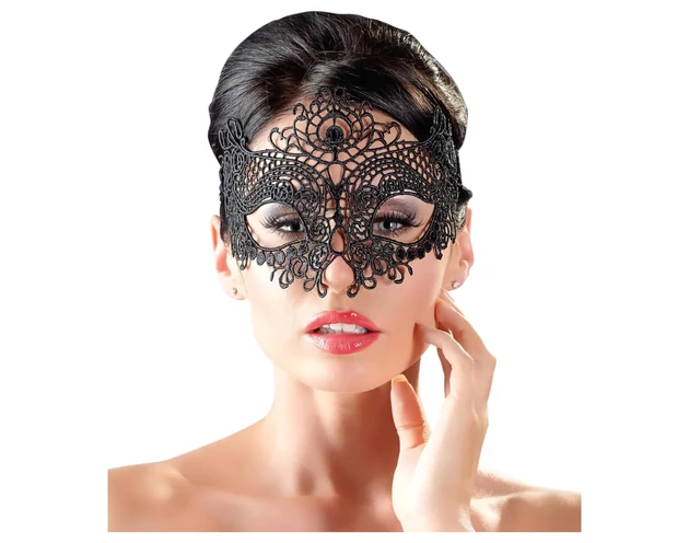 Cottelli - Hímzett, csipke hatású maszk (fekete)