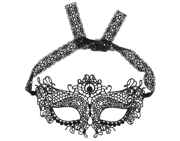 Cottelli - Hímzett, csipke hatású maszk (fekete)