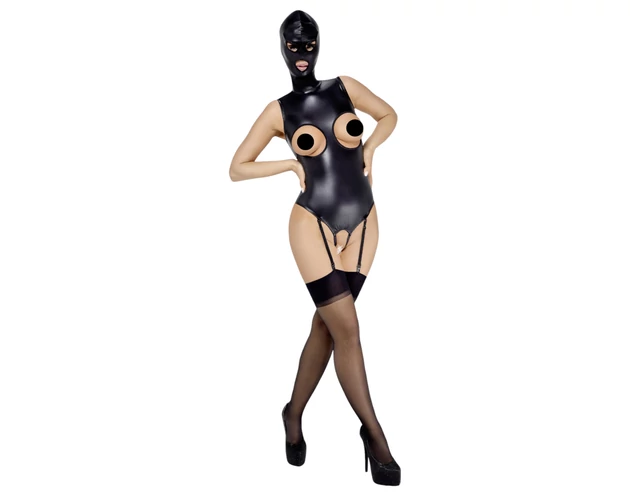 Bad Kitty - alul-felül nyitott body és szopó maszk (fekete)