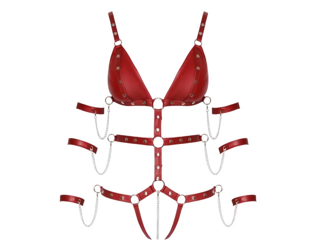 Bad Kitty - szegecses bondage body (piros)