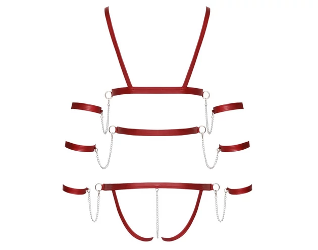 Bad Kitty - szegecses bondage body (piros)