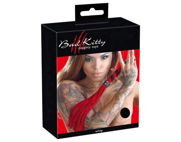 Bad Kitty - Velúrbőr korbács (piros)