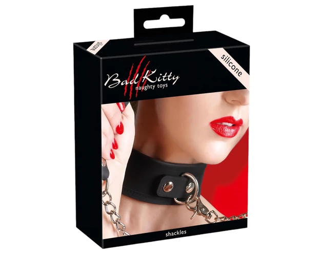 Bad Kitty - szilikon nyakörv és póráz (fekete)