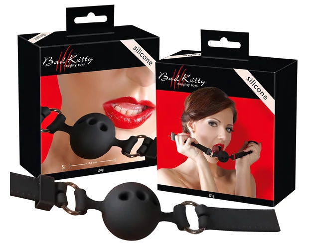 Bad Kitty - szilikon szájpecek kicsi (fekete)