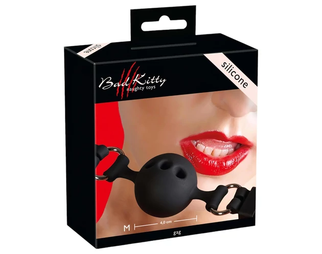 Bad Kitty - szilikon szájpecek közepes (fekete)