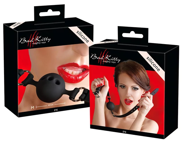 Bad Kitty - szilikon szájpecek közepes (fekete)