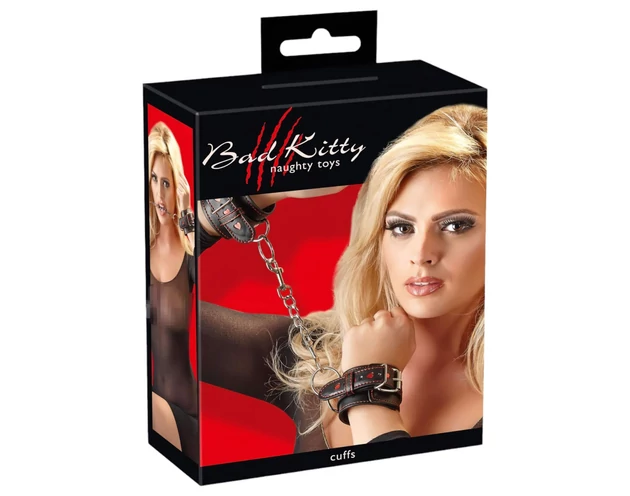 Bad Kitty - szíves bilincsek (fekete)