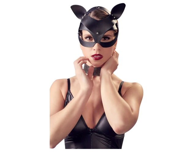 Bad Kitty - műbőr, strasszos cicamaszk - fekete (S-L)