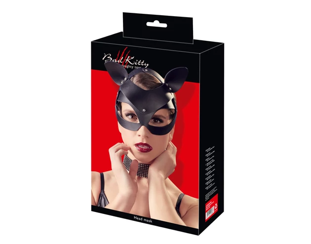 Bad Kitty - műbőr, strasszos cicamaszk - fekete (S-L)