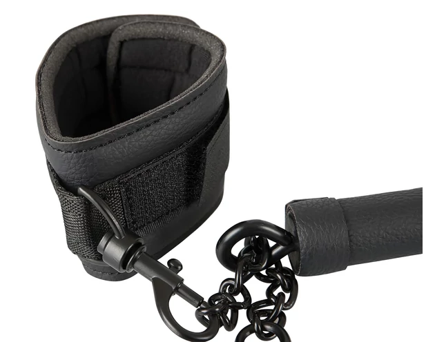 Fetish - műbőr kötöző rúd szett (6 részes) - fekete