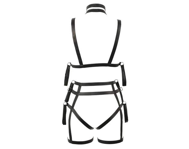 Bad Kitty - bondage testhám melltartó szett (fekete)