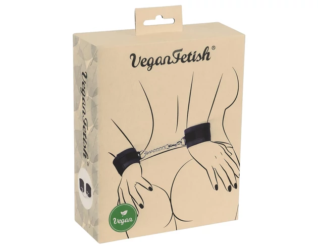 Vegan Fetish - csukló bilincs rövid lánccal (fekete)