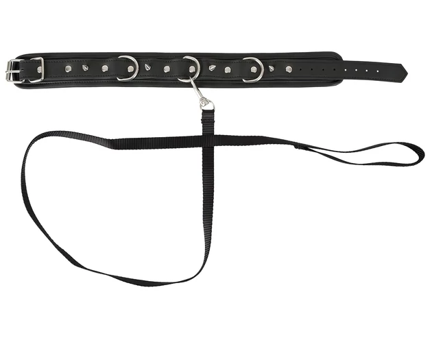 Vegan Fetish - szegecses nyakörv és póráz (fekete)