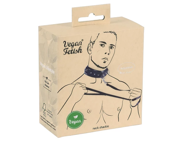 Vegan Fetish - szegecses nyakörv és póráz (fekete)