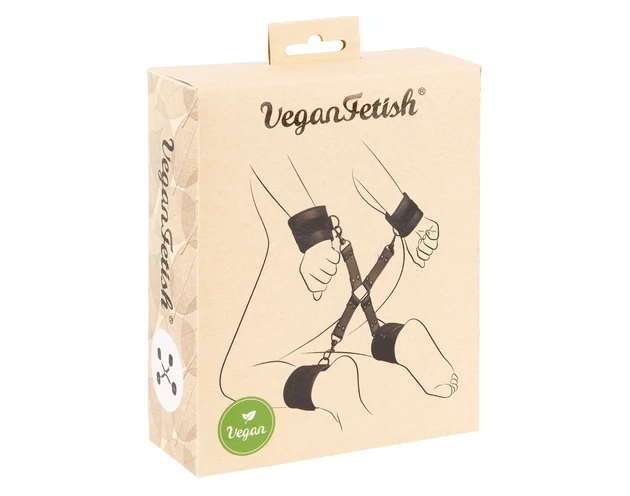 Vegan Fetish - keresztpántos csukló- és bokabilincs szett (fekete)