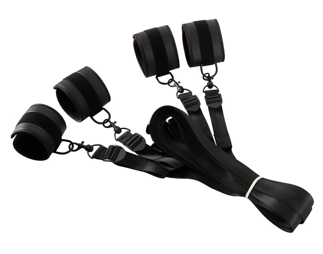 Vegan Fetish - ágyhoz kötöző szett (fekete)