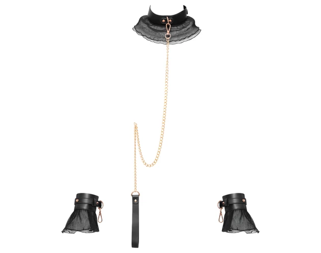 Bad Kitty - fodros kötöző szett (4 részes) - fekete