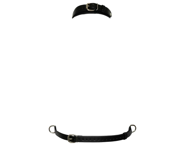 Bad Kitty - bőrhatású testhám D-gyűrűkkel (fekete)