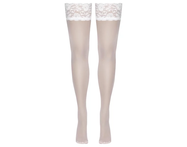 Cottelli - csipkés, virágos combfix (fehér)