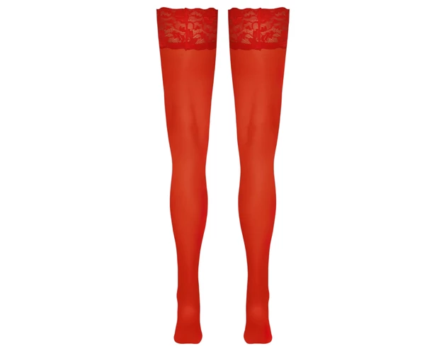 Cottelli - csipkés, virágos combfix (piros)