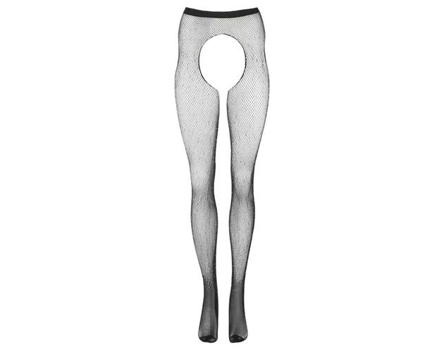 Cottelli Legwear - nyitott, csillogó harisnya - fekete (S-L)
