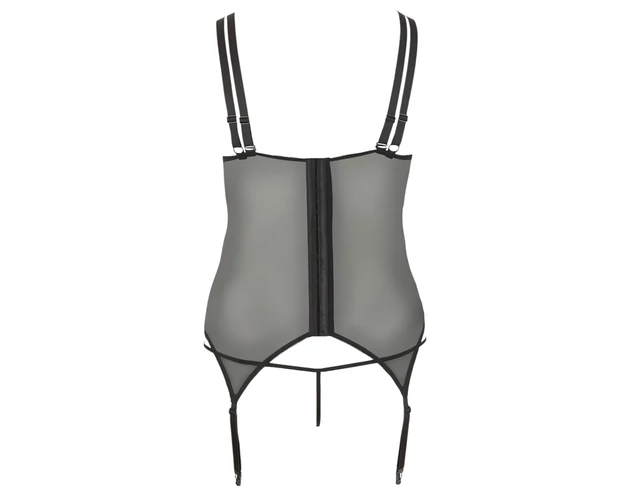 Cottelli Plus Size - variálható harisnyatartós felső (fekete)