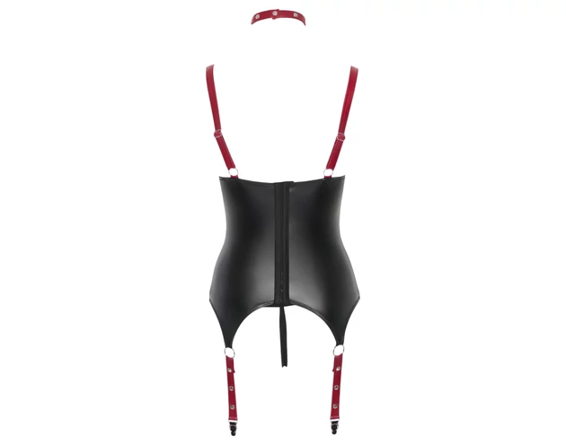 Cottelli Bondage - Fényes, mellemelős felső nyakörvvel (fekete)