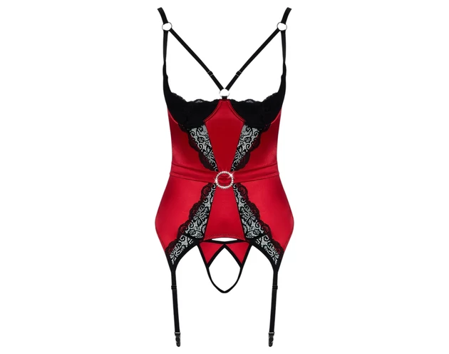 Cottelli - csipkés mellemelő felső szett (piros)