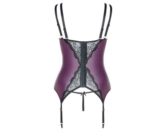 Cottelli Curves - csipkés, fűzős fehérnemű szett (lila)