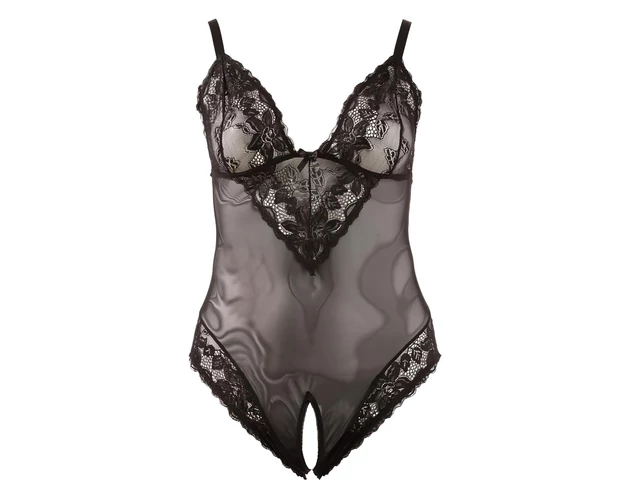 Cottelli Plus Size - csipkés body (fekete)