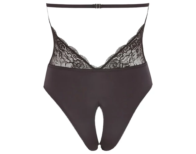 Cottelli - Csipkés, nyakpántos body (fekete)
