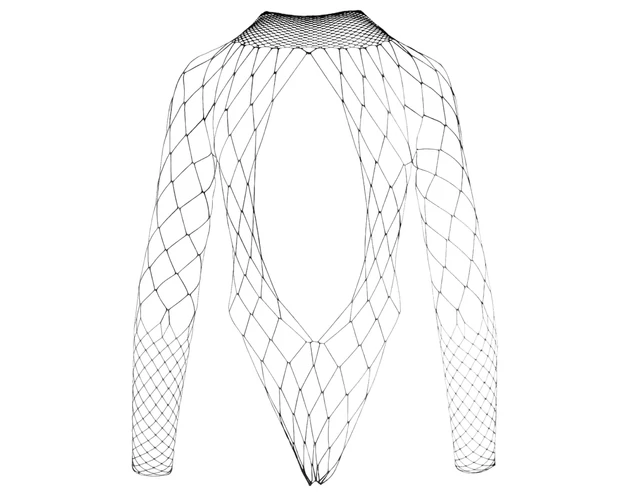 NO:XQSE - hosszúujjú, hálós necc body - fekete (S-L)