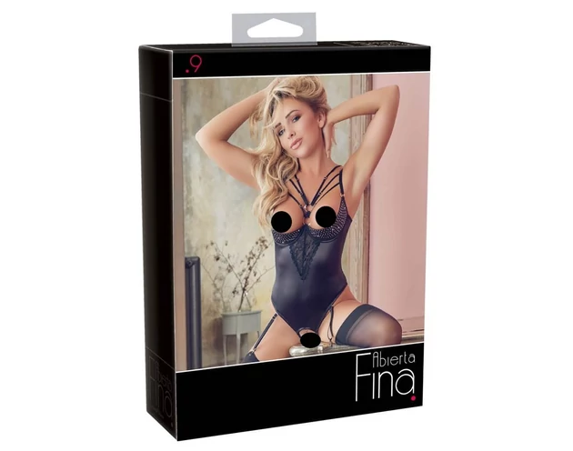 Abierta Fina - strasszos, pántos body (fekete)