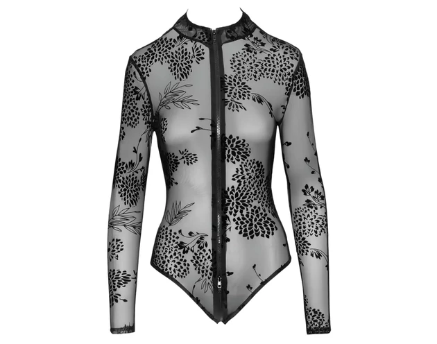 Noir - áttetsző, hosszúujjú body (fekete)