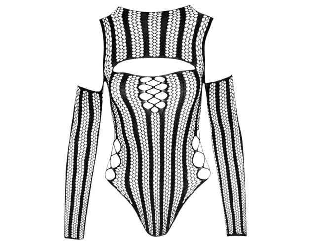 NO:XQSE - hosszú ujjú necc body - fekete (S-L)