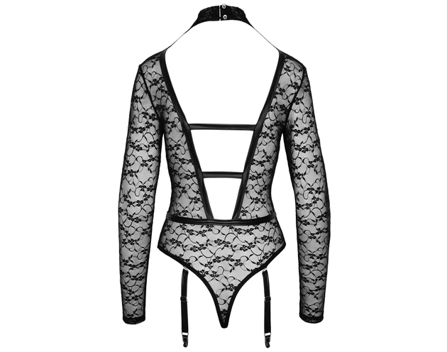 Cottelli - átlátszó, pántos body (fekete)