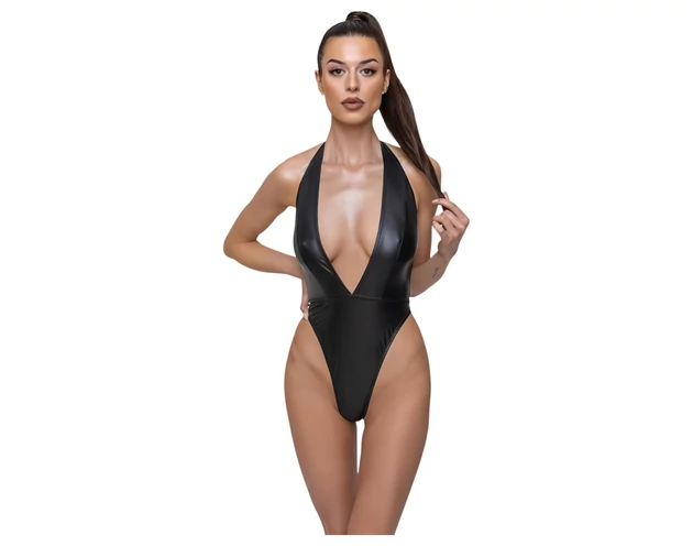 Cottelli Party - fényes, nyakpántos body (fekete)