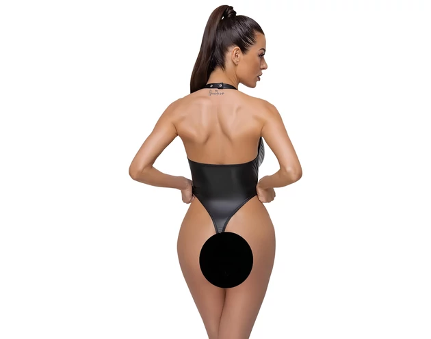 Cottelli Party - fényes, nyakpántos body (fekete)