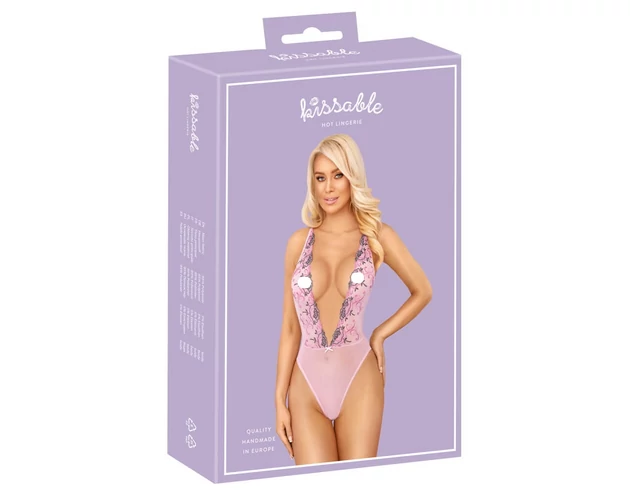 Kissable - rózsás hímzéses body (pink)