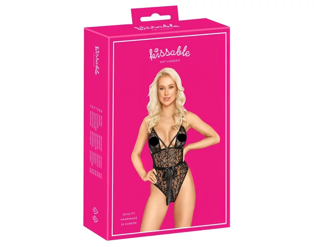 Kissable - csipke body (fekete)