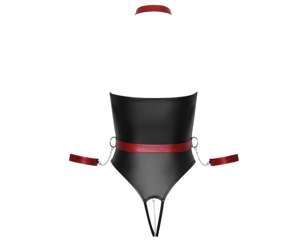 Cottelli Bondage - fényes body és kar bilincs (fekete)