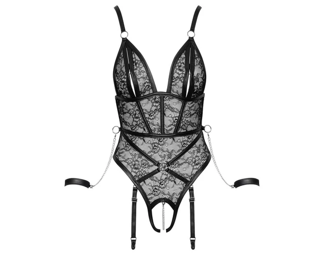 Cottelli Bondage - nyitott body bilinccsel (fekete)